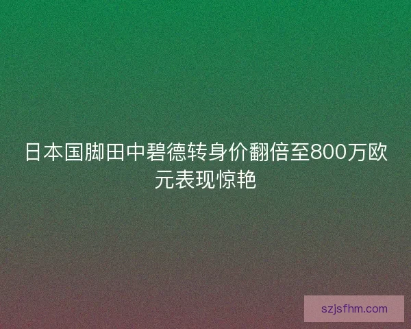 日本国脚田中碧德转身价翻倍至800万欧元表现惊艳