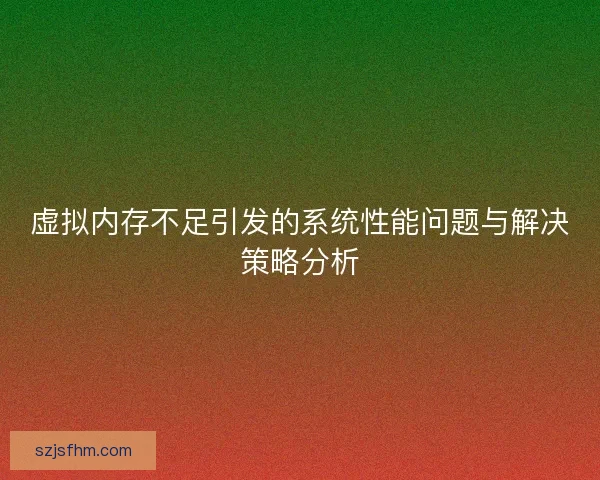 虚拟内存不足引发的系统性能问题与解决策略分析