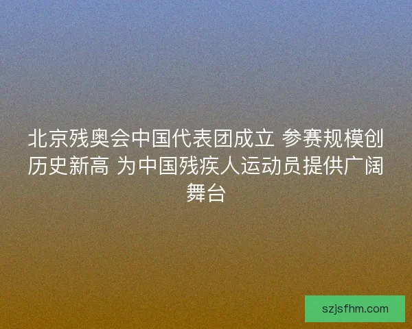 北京残奥会中国代表团成立 参赛规模创历史新高 为中国残疾人运动员提供广阔舞台