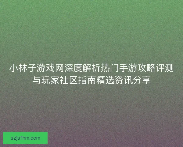 小林子游戏网深度解析热门手游攻略评测与玩家社区指南精选资讯分享