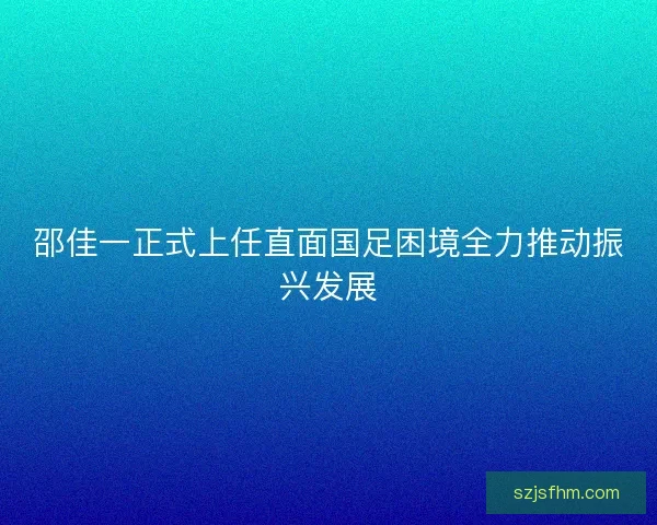 邵佳一正式上任直面国足困境全力推动振兴发展