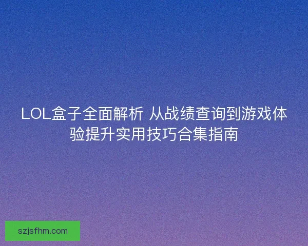 LOL盒子全面解析 从战绩查询到游戏体验提升实用技巧合集指南