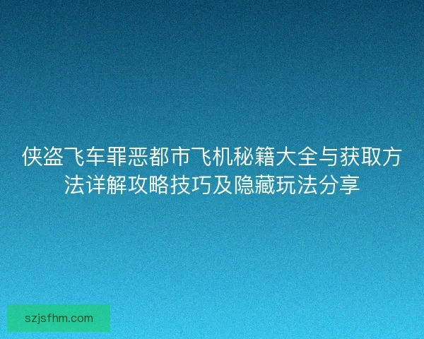 侠盗飞车罪恶都市飞机秘籍大全与获取方法详解攻略技巧及隐藏玩法分享