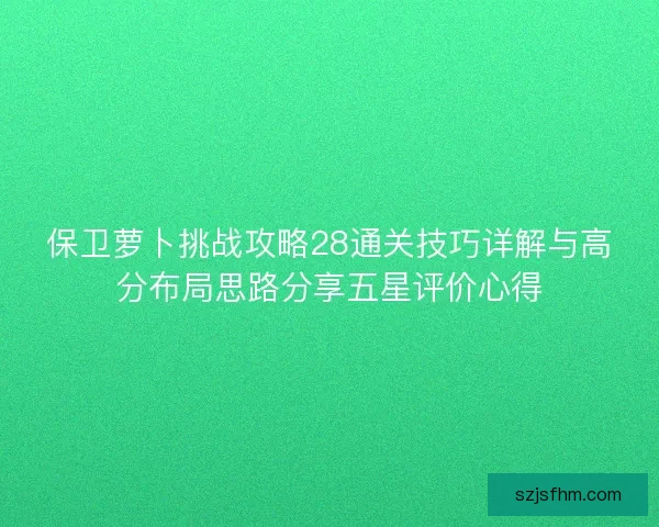 保卫萝卜挑战攻略28通关技巧详解与高分布局思路分享五星评价心得